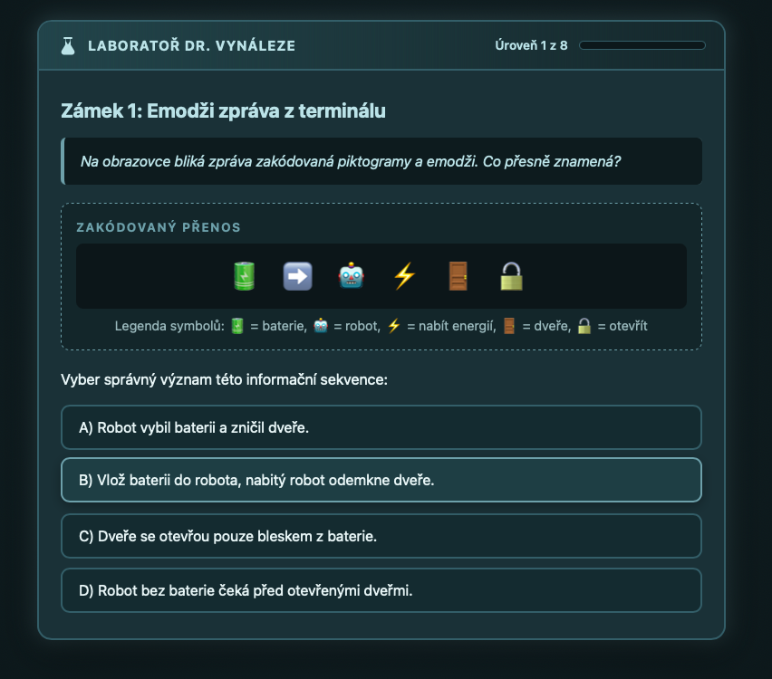 Úniková hra: Data, informace a modelování